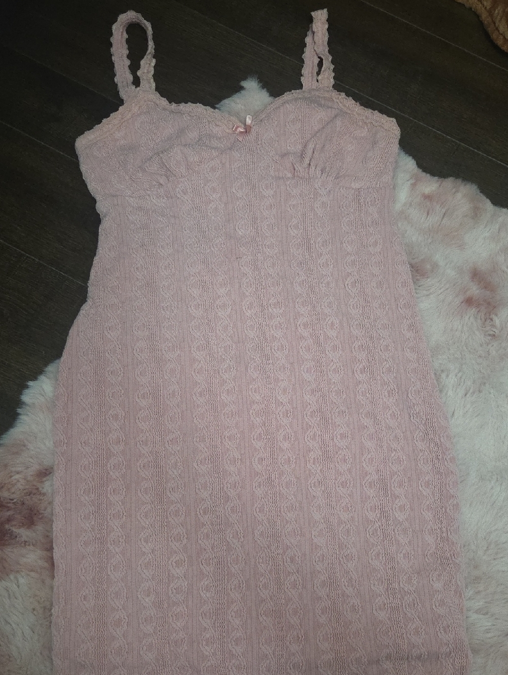 No Boundaries Pink Knit Lace-Trim Mini Dress